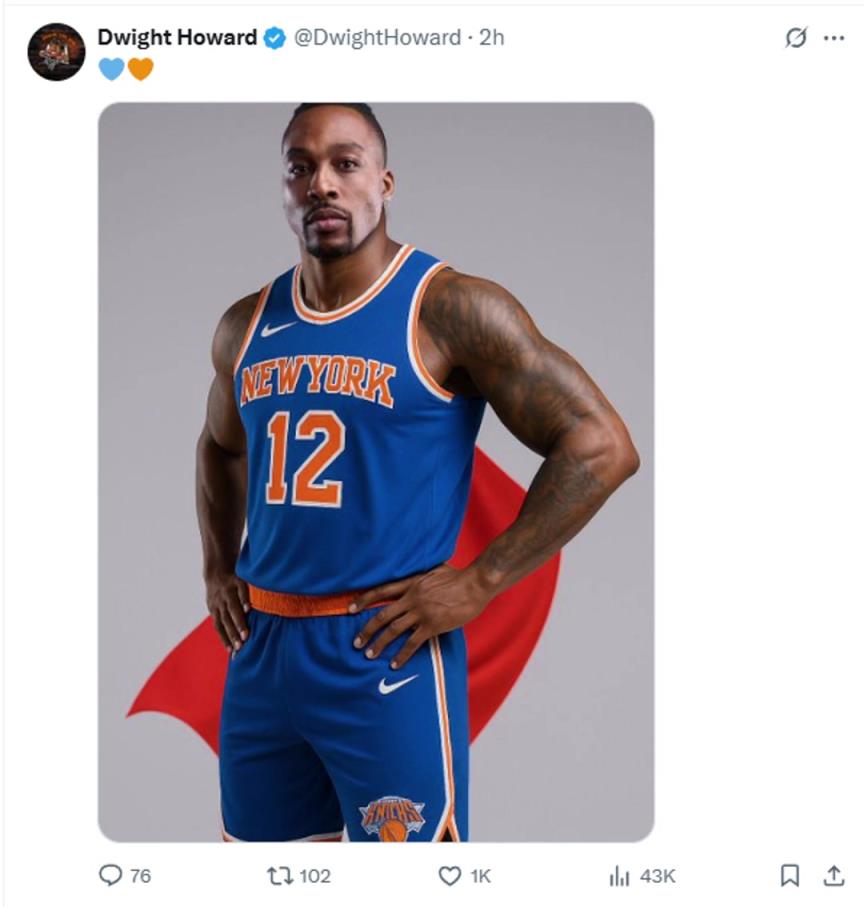 難道說？尼克斯步行者G4賽后 霍華德發(fā)推身披尼克斯戰(zhàn)袍